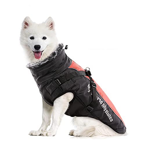 PETCUTE Wasserdichter Hundemantel,Reflektierend Hundejacke für Kleine Mittlere Große Hunde,Verstellbar Windabweisender Hundejacke,Hund Wintermantel mit Geschirr,Ideal für den Winter von PETCUTE