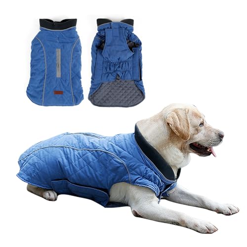 PETCUTE Reflektierend Hundejacke für Hunde, Wasserdicht Hundemantel Warm Gepolstert Puffer Weste Welpen Regenmantel mit Leinen-Loch,Velcro-Verschluss,Haustier Bekleidung Winterjacken,3XL von PETCUTE