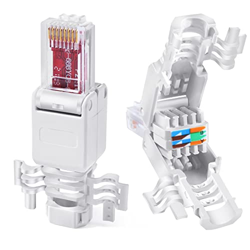 PETECHTOOL 6 Stück Netzwerkstecker RJ45 Cat6 Cat5e Werkzeuglos Stecker LAN UTP Ethernet Kabel Crimpstecker ohne Werkzeug werkzeugfrei für Netzwerkkabel Verlegekabel von PETECHTOOL