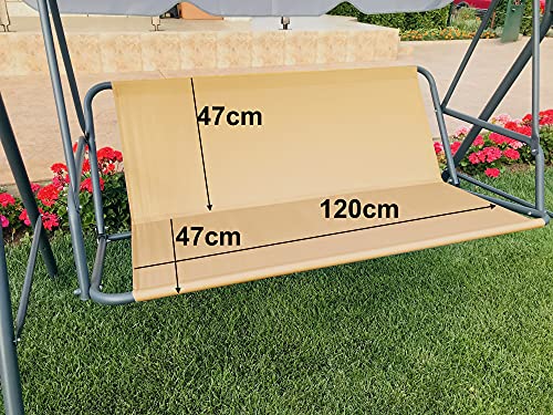 Ersatz-Schaukelsitzbezug Gartenschaukel Sitzbezug Hängematte Stuhl Gartenschaukel Stuhl Outdoor Garten Stuhlhussen Bankbezug (120 cm x 47 cm x 47 cm, Beige) von PETELA