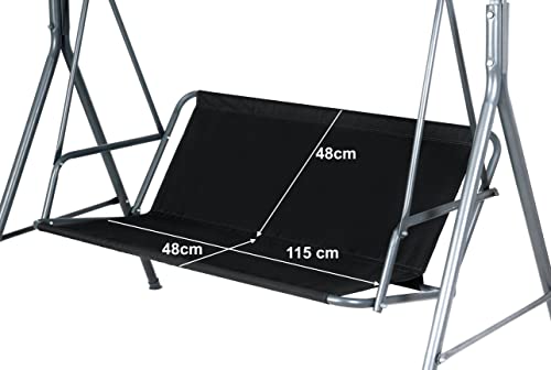 Ersatz-Schaukelsitzbezug, schwarz, Gartenschaukelsitzbezug, Hängematte, Gartenmöbel, Schaukelstuhl (115 x 48 x 48 cm, schwarz) von PETELA