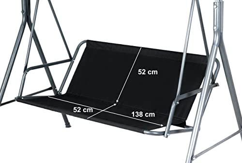 Ersatz-Schaukelsitzbezug für Gartenschaukel, schwarz, 138 x 52 x 52 cm, Schwarz von PETELA