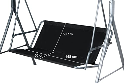 Ersatz-Schaukelsitzbezug, schwarz, Gartenschaukelsitzbezug, Hängematte, Gartenmöbel, Schaukelstuhl (148 x 50 x 50 cm, schwarz) von PETELA
