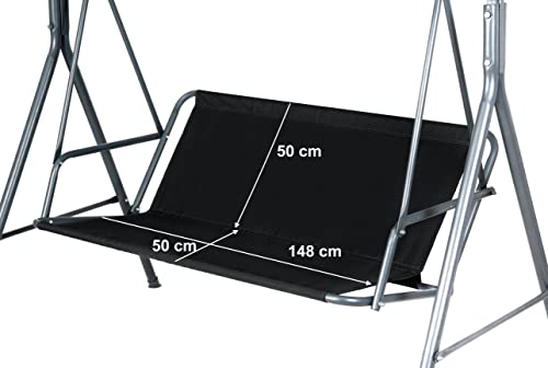 PETELA Ersatz-Schaukelsitzbezug für Gartenschaukelsitz, Hängematte, Gartenmöbel, Schaukelstuhl (148 x 50 x 50 cm, schwarz) von PETELA