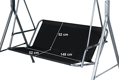 Ersatz-Schaukelsitzbezug für Gartenschaukel, schwarz, 148 x 52 x 52 cm, Schwarz von PETELA