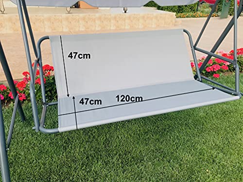 Gradina Ersatz-Schaukelsitzbezug Gartenschaukel Sitzbezug Hängematte Stuhl Garten Schaukel Stuhl Outdoor Garten Stuhlhussen Bankbezug (120 cm x 47 cm x 47 cm, Grau) von PETELA