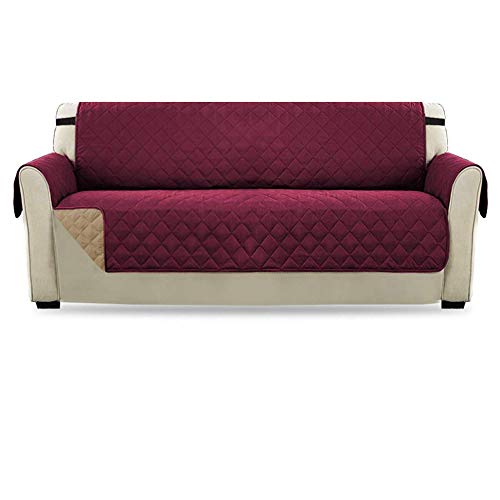 PETEMOO Sofabezüge Sofabezüge Reversible Gesteppte Möbelschutzfolie, wasserabweisend, verbesserter Couch Shield mit elastischen Riemen, Anti-Rutsch-Schaum, Micro-Stoff-Pet-Cover-Sofa von PETEMOO