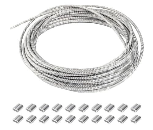 1 Stück Drahtseil 304 Edelstahl 21m/ 1mm, Bilderrahmen Hängender Draht,Stahlseil ummantelt mit 20 Aluminiumhülsen,Edelstahlseil Stahlseil für Rankhilfen, Lichteraufhängung, Zaun 1 Stück Drahtseil 304 Edelstahl 21m/ 1mm, Bilderrahmen Hängender Draht,Stahlseil ummantelt mit 20 Aluminiumhülsen,Edelstahlseil Stahlseil für Rankhilfen, Lichteraufhängung, Zaun von PETERMALLON