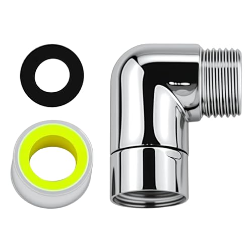 1 Stück Duschkopf Verlängerung 90 Grad Handbrause Adapter mit Rohstoffband,Silber Messing Duschkopf WinkelstüCk,Duschkopf Gelenkstück 1/2 Zoll,Für Handbrause,Kopfbrausen von PETERMALLON
