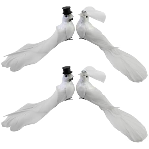 2 Paar Weiß Taubenpaar mit Clips und Plastikbox,Hochzeitsdeko Hochzeit Deko Taubenpaar, Brautpaar Figuren Künstliche Vögel Taube Deko,Weiße Vogel skulptur Ornamente 2 Paar Weiß Taubenpaar mit Clips und Plastikbox,Hochzeitsdeko Hochzeit Deko Taubenpaar, Brautpaar Figuren Künstliche Vögel Taube Deko,Weiße Vogel skulptur Ornamente von PETERMALLON
