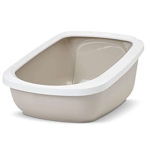 Katzentoilette Katzenklo mit Rand ASEO Jumbo Weiss-beige 67,5 x 48,5 x 28 cm von PETGARD