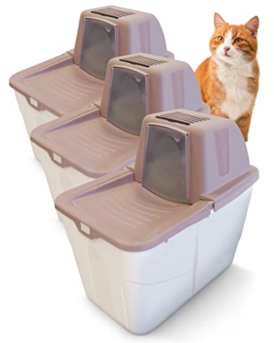 PETGARD 3er-Set Katzen-Klo Sofia Close - Tier-Toilette mit Einstieg von Oben - Hauben-Toilette - Haustier-Klo 58x39x56 cm - Katzen-Toilette Beere von PETGARD