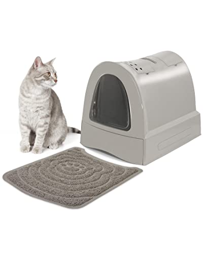 PETGARD Katzen-Klo mit Schublade - Tier-Toilette mit Vorlege-Matte - Hauben-Toilette mit Filter - Haustier-Klo - Katzen-Toilette - Braun von PETGARD