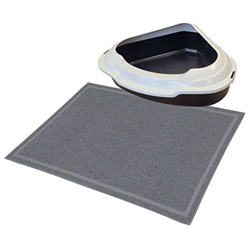 Sparpaket Katzentoilette Ecktoilette XXL Schalentoilette Memphis schwarz-weiß + Vorlegematte von PETGARD