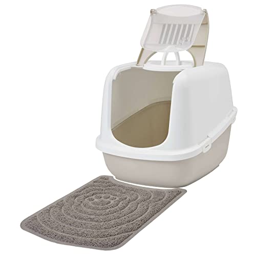 Sparpaket Katzentoilette Nestor Jumbo Weiss-beige für große Katzenrassen inkl. Vorlegematte von PETGARD