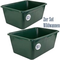 2er Set Wildwanne 65 l + 90 l Futterwanne Mörtelwanne Kunststoffwanne Wassertrog Wasserbehälter Grün Lebensmittelecht Multiwanne Petigi von PETIGI