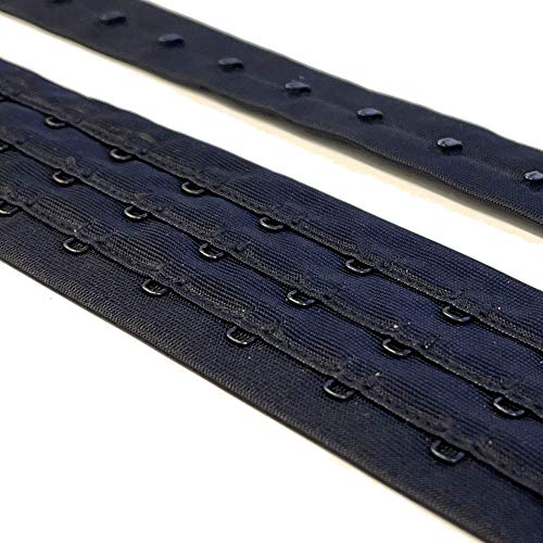 PetiteCocoCrafts Haken- und Ösenband, 3 Reihen (Verkauf pro 2 m/Packung) (Tiefschwarz) von PETITECOCOCRAFTS