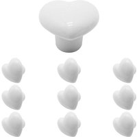 Petites Ecrevisses - 10 Stück Möbelknöpfe Herzform Keramik Schubknöpfe mit Schrauben Griffe für Kinderzimmer Schränke Bücherregal - Weiß von PETITES ECREVISSES