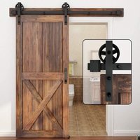 Petites Ecrevisses - 200cm/6,6FT Schiebetürbeschlag Big Wheel Scheunentor Laufschienen Schiebetürsystem Belastung 150kg von PETITES ECREVISSES