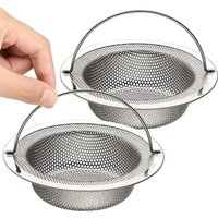 Petites Ecrevisses - 2er-Pack Abflusssieb Edelstahl 14cm Küchenspüle mit Griff Universal Waschbecken Sieb von PETITES ECREVISSES