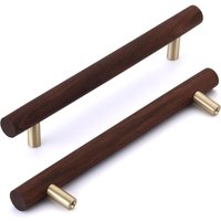 Petites Ecrevisses - 6 Stück Möbelgriffe 128mm Schubladenknöpfe Schrankgriffe Holz Türgriff für Schrank Schublade Nussbaum von PETITES ECREVISSES