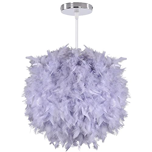 Design Pendelleuchte Violett Federn Hängelampe Ø30cm mit E27 Lampenfassung für Wohnzimmer Esszimmer Schlafzimmer, 40W Design Pendelleuchte Violett Federn Hängelampe Ø30cm mit E27 Lampenfassung für Wohnzimmer Esszimmer Schlafzimmer, 40W von PETITES ECREVISSES