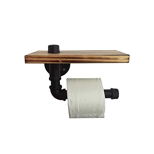 Industrielle Wasserrohr Papier handtuchhalter mit Hölzerne Lagerung Regal Pipe Wandmontierte Toilettenpapierhalter Dekoration für Badezimmer von PETITES ECREVISSES