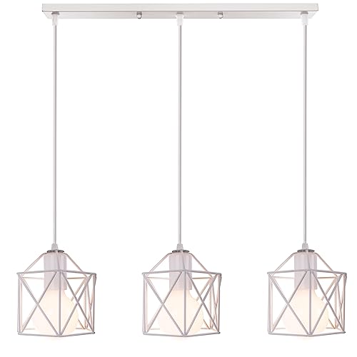 PETITES ECREVISSES 3 flammig Pendelleuchte Industrielle Vintag Hängeleuchte E27 Deckenleuchter mit Sechseck Design Lampe aus Eisen Käfig Lampenschirm für Wohnzimmer Esstisch Küche von PETITES ECREVISSES