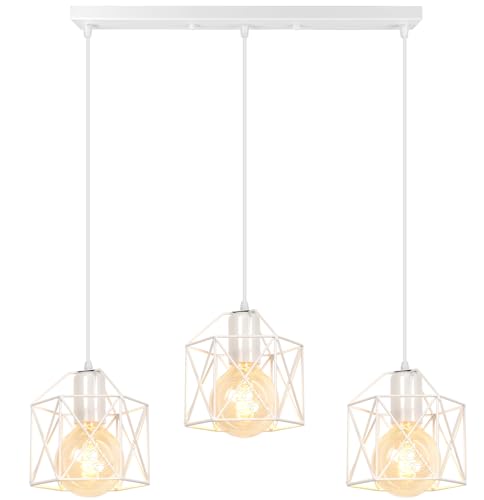 PETITES ECREVISSES 3 flammig Pendelleuchte Industrielle Vintag Hängeleuchte E27 Deckenleuchter mit Sechseck Design Lampe aus Eisen Käfig Lampenschirm für Wohnzimmer Esstisch Küche von PETITES ECREVISSES
