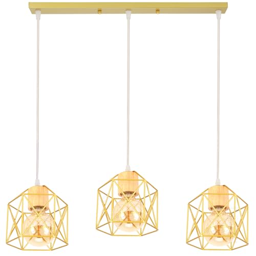 PETITES ECREVISSES 3 flammig Pendelleuchte Industrielle Vintag Hängeleuchte E27 Deckenleuchter mit Sechseck Design Lampe aus Eisen mit Holz Pendellampe für Wohnzimmer Esstisch Küche PETITES ECREVISSES 3 flammig Pendelleuchte Industrielle Vintag Hängeleuchte E27 Deckenleuchter mit Sechseck Design Lampe aus Eisen mit Holz Pendellampe für Wohnzimmer Esstisch Küche von PETITES ECREVISSES