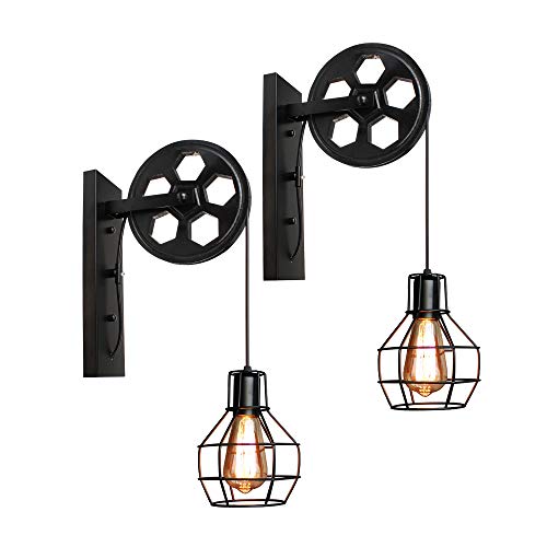 PETITES ECREVISSES Industrielle Wandleuchten Vintage E27 industrial Wandlampe Retro Metall LED Kreative für Wohnzimmer Esszimmer Schlafzimmer (Schwarz - 2 Stücke) von PETITES ECREVISSES