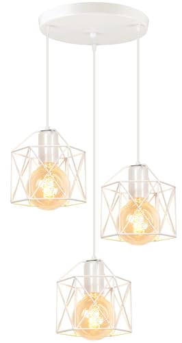 PETITES ECREVISSES 3 flammig Pendelleuchte Industrielle Vintag Hängeleuchte E27 Deckenleuchter mit Sechseck Design Lampe aus Eisen Käfig Lampenschirm für Wohnzimmer Esstisch Küche von PETITES ECREVISSES