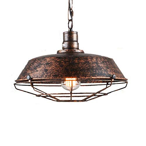 PETITES ECREVISSES Pendelleuchte Vintage Industrie Retro Deckenleuchte Lampenschirm Metall E27 für Cafe Bar Esszimmer, Höhe verstellbar (Rost-360mm) von PETITES ECREVISSES