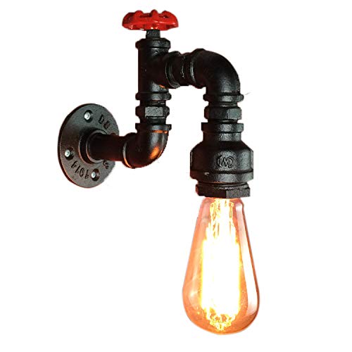 PETITES ECREVISSES Retro Industrie Wasserrohr Wandleuchte,Metall Wandlampe Editon LED Rohr Licht Innendekoration Design,Schwarz von PETITES ECREVISSES