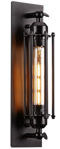 PETITES ECREVISSES Wandleuchte Innen Industrielle Wandleuchten Schwarz E27 Vintage Wandlampe 48cm aus Metall Wandlicht Design für Schlafzimmer Wohnzimmer Treppen Esszimmer von PETITES ECREVISSES