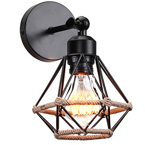 PETITES ECREVISSES Wandleuchte Innen Vintage Wandlampe Schwarz Industrial Innen Lampe Einstellbarer Lampenschirm 16CM Metall Deckenleuchte für Schlafzimmer Flur Wohnzimmer von PETITES ECREVISSES