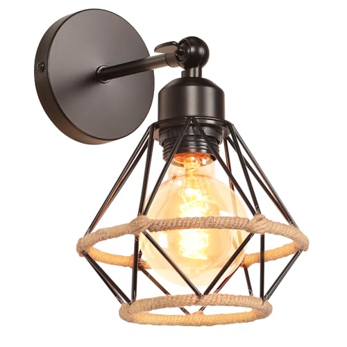 PETITES ECREVISSES Wandleuchte Innen Vintage Wandlampe Schwarz Industrial Innen Lampe Einstellbarer Lampenschirm 16CM Metall Deckenleuchte für Schlafzimmer Flur Wohnzimmer von PETITES ECREVISSES