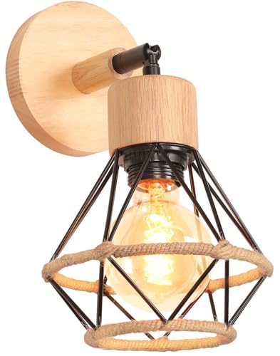 PETITES ECREVISSES Wandleuchte Innen Vintage Wandlampe Schwarz Industrial Innen Lampe Einstellbarer Lampenschirm 16CM Metall und Holz Deckenleuchte für Schlafzimmer Flur Wohnzimmer PETITES ECREVISSES Wandleuchte Innen Vintage Wandlampe Schwarz Industrial Innen Lampe Einstellbarer Lampenschirm 16CM Metall und Holz Deckenleuchte für Schlafzimmer Flur Wohnzimmer von PETITES ECREVISSES