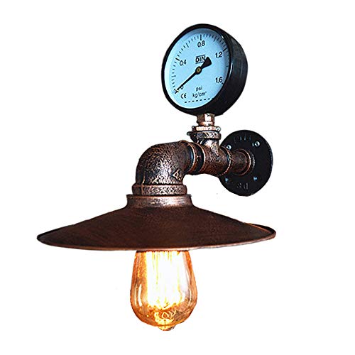 PETITES ECREVISSES Wasserrohr Wandlampe Vintage-Industrie-Stil kreative, Dekor Beleuchtung Wandleuchte mit Metall Lampenschirm für Flur Foyer Balkon Treppen,E27 Sockel-Lampe von PETITES ECREVISSES