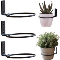 Petites Ecrevisses - 3 Stück Blumentopfhalter Wandhalterung 12,5cm Pflanzerhaken Rund Metall Blumentopf Ring für Garten Balkon von PETITES ECREVISSES