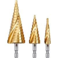 Petites Ecrevisses - 3PCS hss Stufenbohrer Hex Shank Schneiden Lochfräser Spiralnut Stufenbohrer Set 4-12mm/4-20mm/4-32mm für Edelstahl Holz von PETITES ECREVISSES