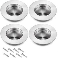 Petites Ecrevisses - 4 Pack Griffmulde Schiebetürgriff Durchmesser 40mm Rund Muldengriff Möbelgriff mit Schraube - Silber von PETITES ECREVISSES