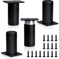 Petites Ecrevisses - 4 Pcs Möbelfüße Verstellbar Schrankfüße für Sofa Bett mit Schrauben Schwarz - 6cm von PETITES ECREVISSES