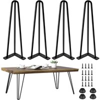 4 Stück Haarnadel Möbelfüße 20cm Tischbeine aus Metall mit Bodenschoner und Schrauben für Sofa Kommode Schrank Schwarz von PETITES ECREVISSES