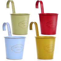 Petites Ecrevisses - 4 Stück Hängender Blumentopf mit Drainageloch Bunt Metall Blumentopf Vintage Style Dekotation für Garten Balkone Zäune Petites Ecrevisses - 4 Stück Hängender Blumentopf mit Drainageloch Bunt Metall Blumentopf Vintage Style Dekotation für Garten Balkone Zäune von PETITES ECREVISSES