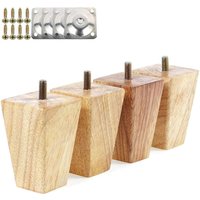 Petites Ecrevisses - 4 Stück Möbelbeine aus Holz 5cm Sofabeine mit Montageplatteund Schrauben für Bett Tisch Sessel Schrank von PETITES ECREVISSES