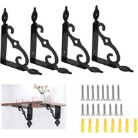 4 Stück Regalwinkel aus Metall Schwarz Regalträger Vintage Regalhalterung für Garten Küche Schlafzimmer mit Schrauben Expansionsrohren von PETITES ECREVISSES