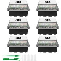 Petites Ecrevisses - 6 Pcs Zimmergewächshaus Anzuchtkasten mit Erhöhten Deckel Anzuchtschalen Setzling 12 Gitter Anzuchttöpfe Einstellbaren von PETITES ECREVISSES