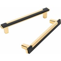 Petites Ecrevisses - 6 Stück Modern Möbelgriffe 128mm Lochabstand Schubladengriffe Schwarzgold Türgriffe für Küchenschränke Kleiderschrank mit von PETITES ECREVISSES