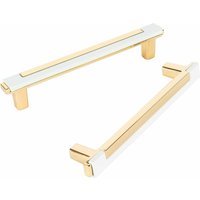 Petites Ecrevisses - 6 Stück Modern Möbelgriffe 128mm Lochabstand Schubladengriffe Weißgold Türgriffe für Küchenschränke Kleiderschrank mit Schrauben von PETITES ECREVISSES